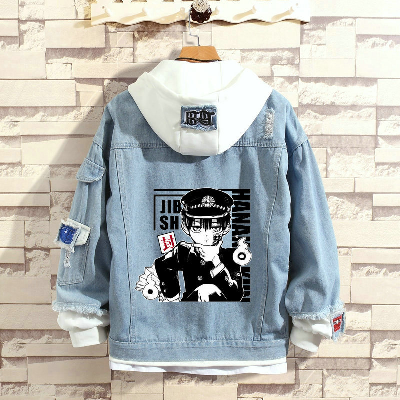 Earth-Binding Boy Hanako Jun Peripheral Outwear Jun Anime Clothes Two-Dimensional T-Shirt Trendyy Men's Denim Sweatshirt Printing