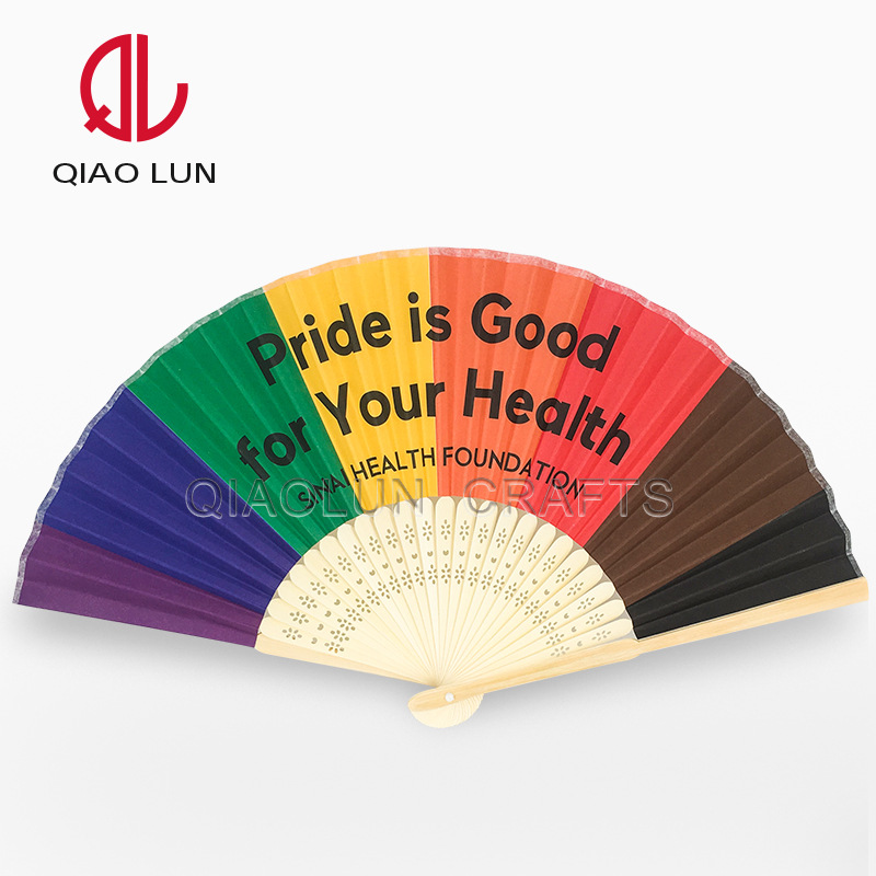 21cm folding bamboo fan retro style single-sided cloth fan printed logo Chinese wedding bridesmaid folding fan wholesale