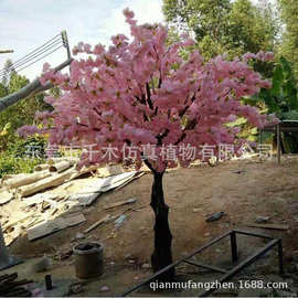 大型仿真植物假树桃花梅花树婚庆道具商场布置人造许愿树直销