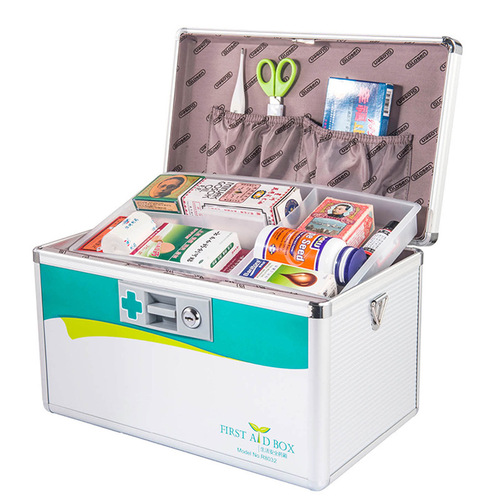 Jinlongxing aluminum alloy medicine box portable large-capacity emergency medicine storage medical box household first aid medicine box