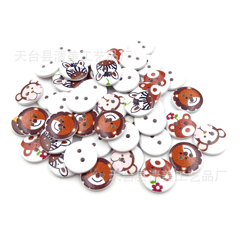 Botón de madera redondo de 20mm con estampado de botones de madera 50 por paquete