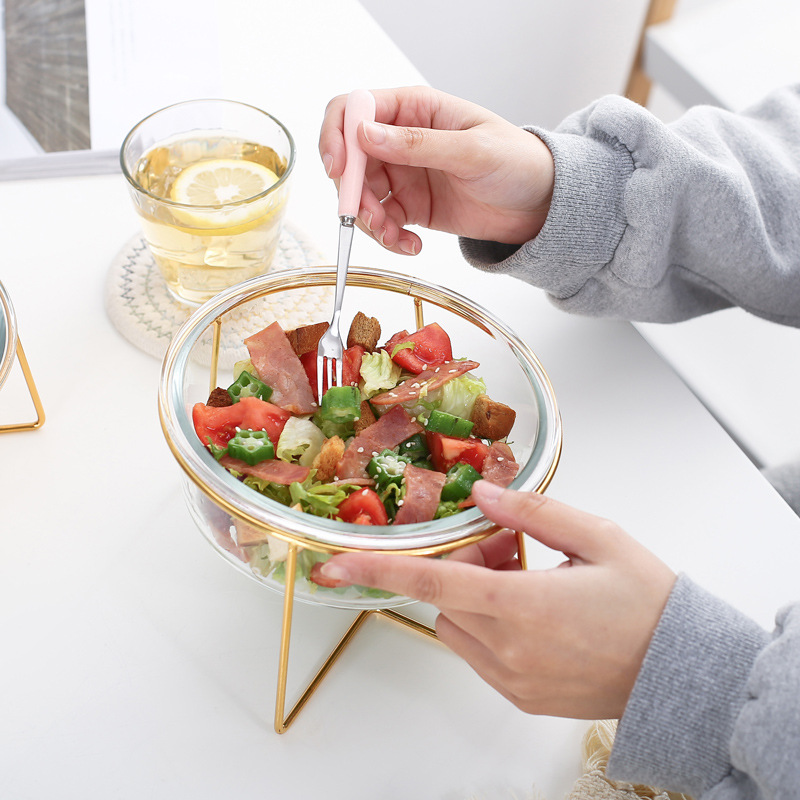 Nórdico creativo hogar vajilla de vidrio sopa tazón de fideos fruta merienda postre ensalada tazón Pet Bowl gato tazón de comida tazón de perro