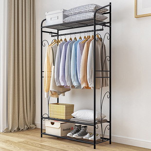 Cross-border Supply Drying Rack Floor-standing Bedroom Folding Indoor Simple Coat Rack Balcony Hanger Double-pole Household
