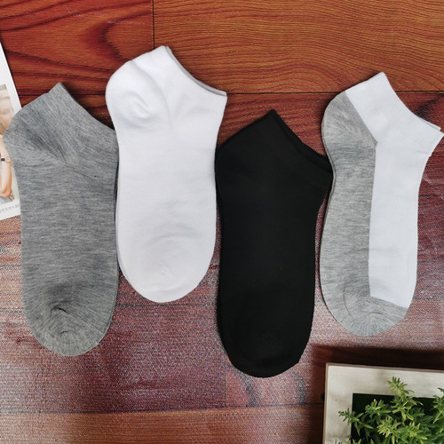 Spring and summer men's thin solid color cotton socks, sweat-absorbent and breathable low-top boat socks, casual cotton socks wholesale