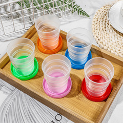 Travel cup for outdoor travel, candy-colored portable retractable foldable cup, 100ml plastic cup