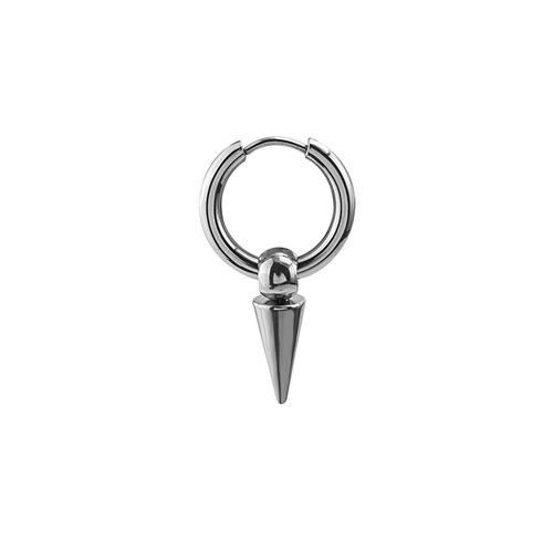 Korean Best-Selling Rock Rivet Cone Earrings, Stainless Steel Punk Feather Chain Tassel Stud Earrings