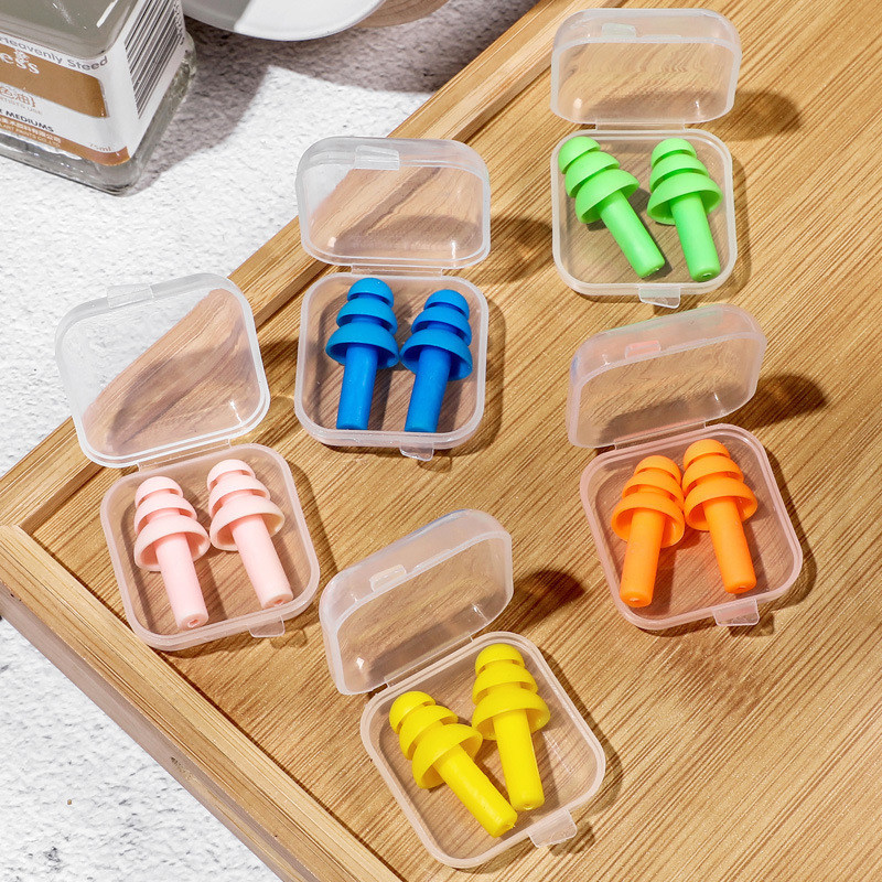 Swimming Waterproof Silicone Earplugs Factory Christmas Tree Type Anti-Noise Soundproof Earplugs Student Learning Noise Reduction Earplugs