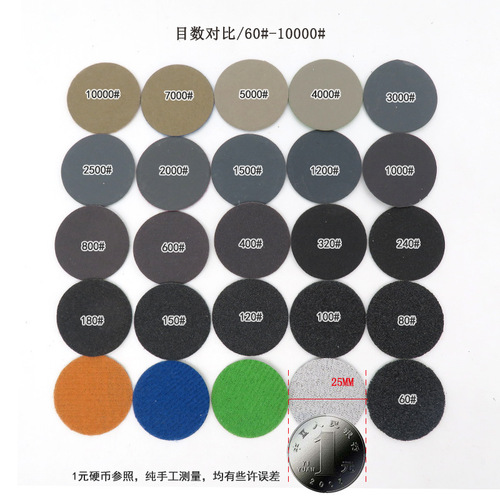 Cross-border supply sandpaper sheet 996A 1 inch 25mm disc water sanding paper flocked dry sanding water sandpaper wholesale