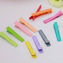 韩版橡皮漆色鸭嘴夹 磨砂一字夹方夹 DIY儿童发夹发饰 厂家批发
