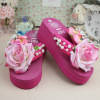 Summer beach footwear, high slide, slippers, genuine flip flops platform, flowered