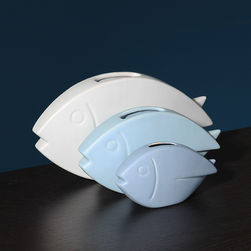 Estilo nórdico cerámica pescado artesanía decoración moderna minimalista creativa ins sala de estar decoración suave del hogar