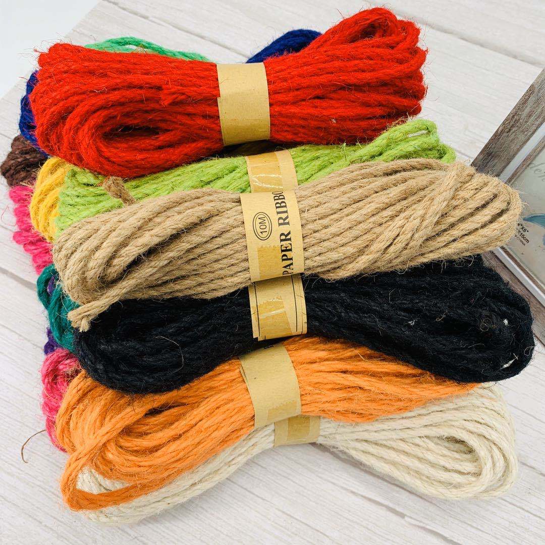 热销彩色麻绳染色麻绳复古手工灯饰黄麻绳幼儿园装饰绳5MM粗麻绳