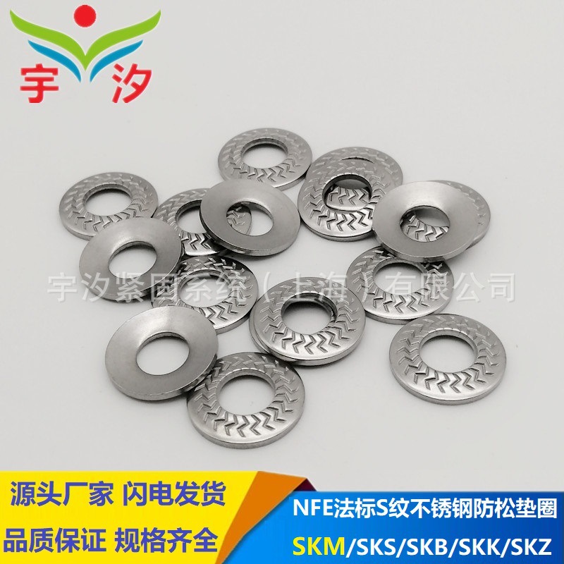 W-0404 SKM不锈钢316锥形防松垫圈法式S纹闪电纹防滑垫片M4-M20