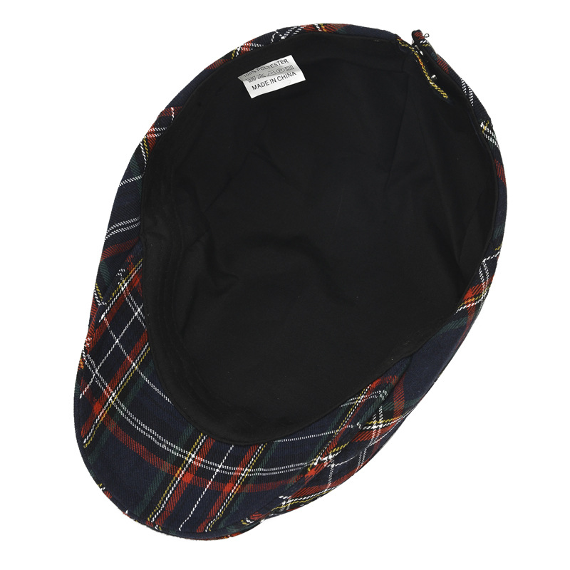 Korean version of spring, summer and autumn new British style plaid beret casual Joker outdoor sunshade forward cap wholesale