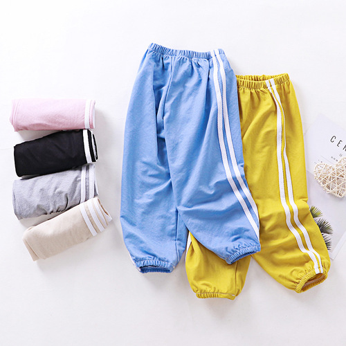 Children's anti-mosquito pants summer thin breathable solid color air-conditioned pants boys' lanterns children's trousers baby children's pants