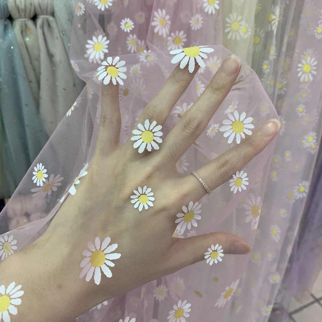 Fábrica de malla artesanal pegamento impresión pequeña Zou Ju malla Lolita ropa para niños Hanfu traje de baño multicolor tela al por mayor