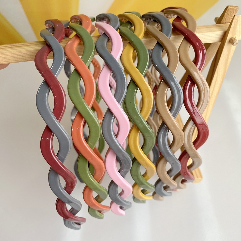 Net red hair band twist bright candy color hair band head band. Braid style. Two-color random matching hair accessories wholesale