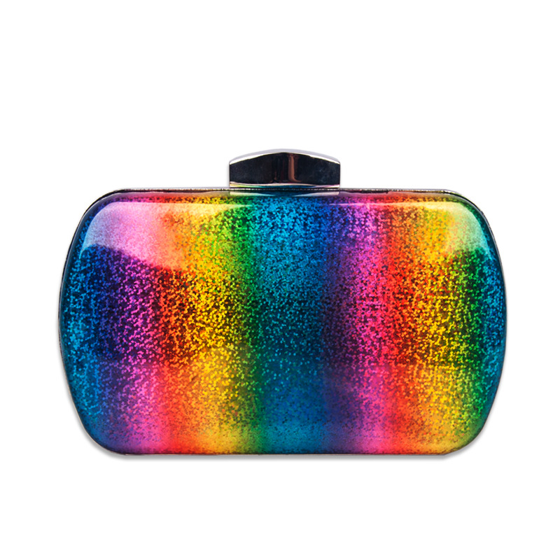 Verano versátil Arco Iris color noche bolsa láser pu embrague gradiente Color Mujer bolsa fábrica al por mayor bolso de las mujeres