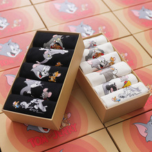 猫和老鼠袜子情侣精梳棉印花韩版卡通船袜汤姆杰瑞盒装浅口短袜