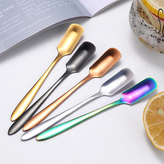 Stainless steel colored ice cream scoop for hotel, restaurant, dessert, cake, small creative square head measuring spoon
