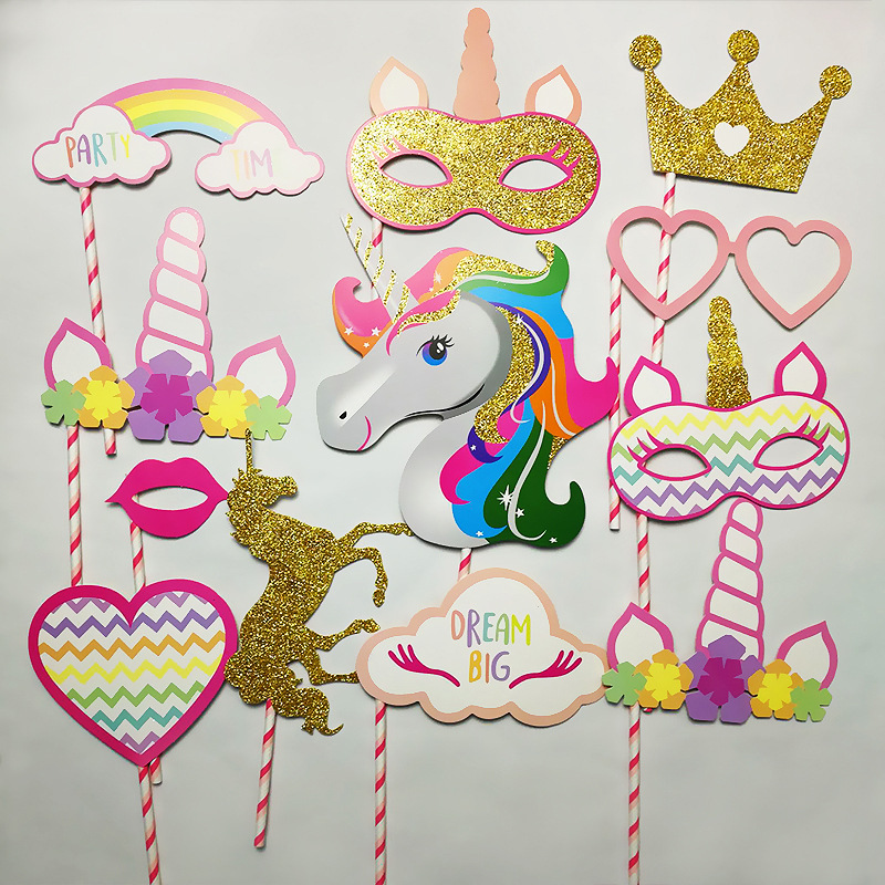 Unicornio foto props bebé ducha niño niña bebé fiesta pañales globo props