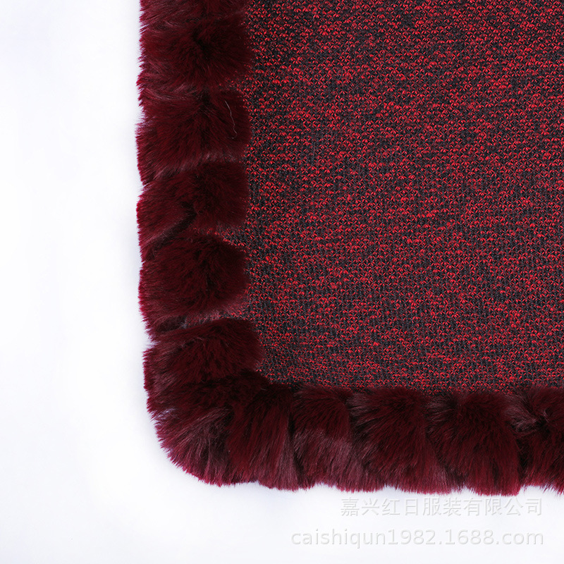 2025 nueva capa exterior, piel de imitación, chaqueta de chal de punto al por mayor, lana de felpa de estilo de mujer europea y americana