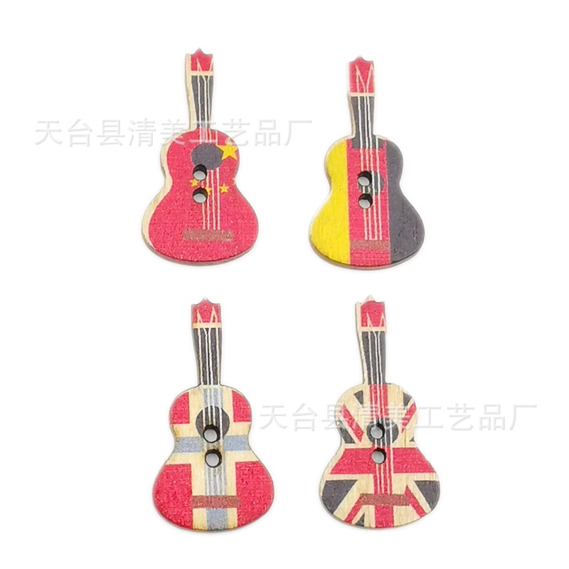 Dibujos animados de madera de bricolaje botones de animales guitarra/dibujos animados de animales múltiples botones mixtos 50 por paquete