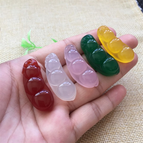 Agate Seasonal Beans Pendant White Agate Fortune Beans Necklace Phone Chain Bag Hanger DIY Accessory Promotional Gift