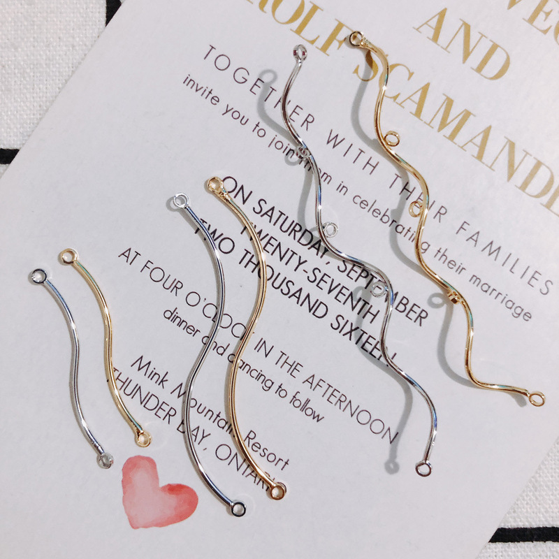 DIY jewelry accessories wholesale electroplating S-shaped double hanging split flower long curved band pendant jewelry tassel material