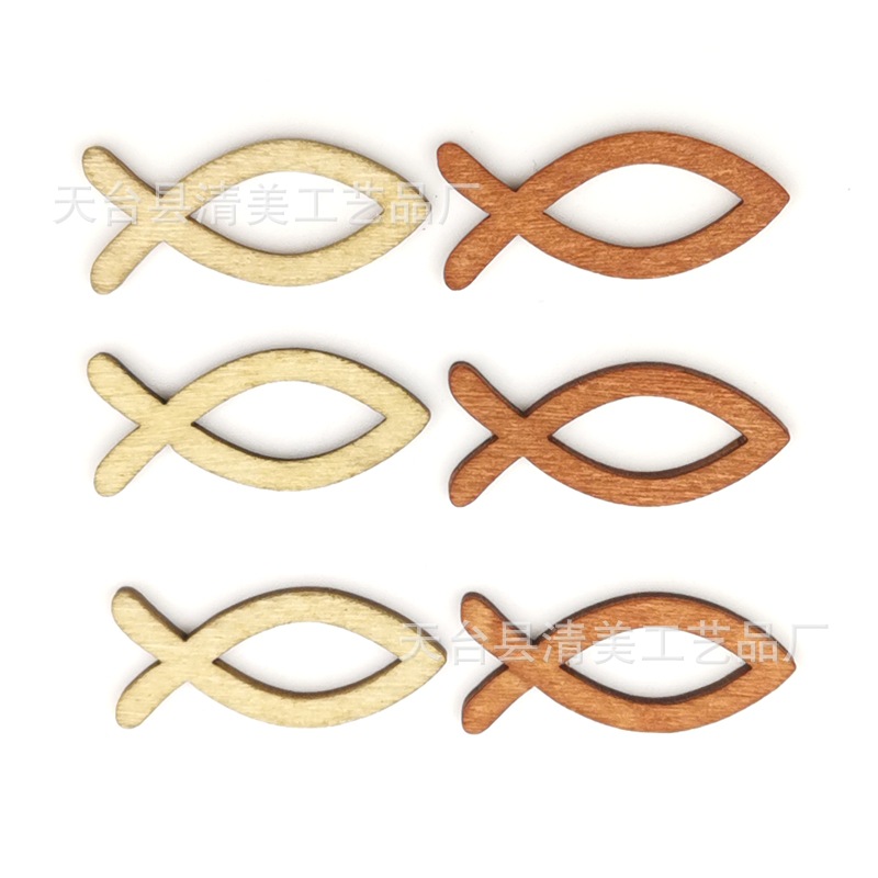 Registro profundo café Café ligero mezclado hueco madera pescado decorativo de madera registro hueco pescado 18 piezas un paquete