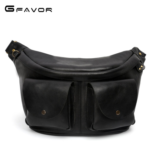 Men's Crossbody Bag Genuine Leather Waist Bag Retro Top-Grain Calfskin Bag Crazy Horse Leather Chest Bag for Men Genuine Leather Retro Men's Bag