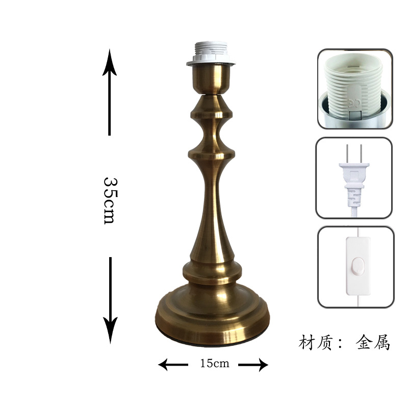 [Xianfan] fabricante en stock todo tipo de lámpara de mesa de metal base cristal poste de la lámpara de madera con luz interruptor de cabeza línea