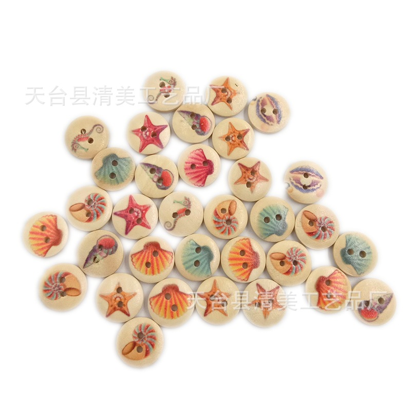 Botones de madera marina de 15/25mm Botones de madera marina decorativos 100/50 paquetes