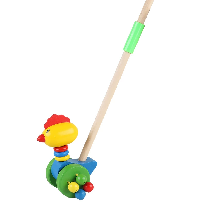 Wooden Push Trolley Toy, Cartoon Animal Finger-Push Walker for Toddlers, 41 cm, Multiple Designs