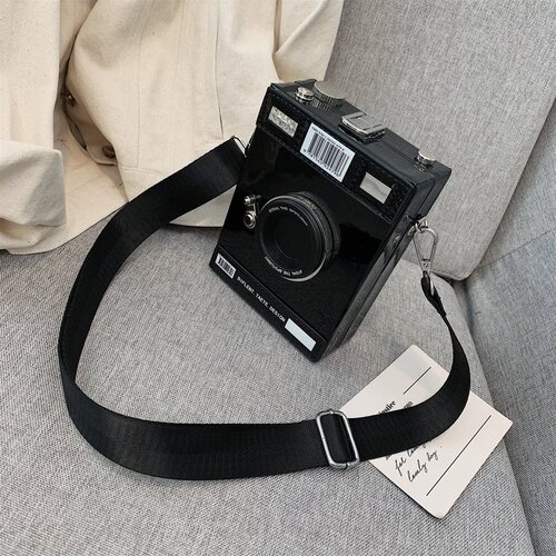 New  Korean style casual fashion personality creative wide shoulder strap camera small square bag simple fashion single shoulder crossbody