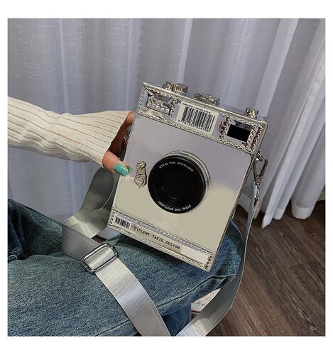 New  Korean style casual fashion personality creative wide shoulder strap camera small square bag simple fashion single shoulder crossbody