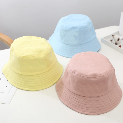 Children's fisherman hat new Korean style macaron color cute male and female baby sun visor with windproof rope basin hat wholesale