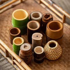 Old bamboo pot lid holder bamboo root lid set handmade iron pot holder purple sand pot lid stand pot holder tea set accessories factory direct sale