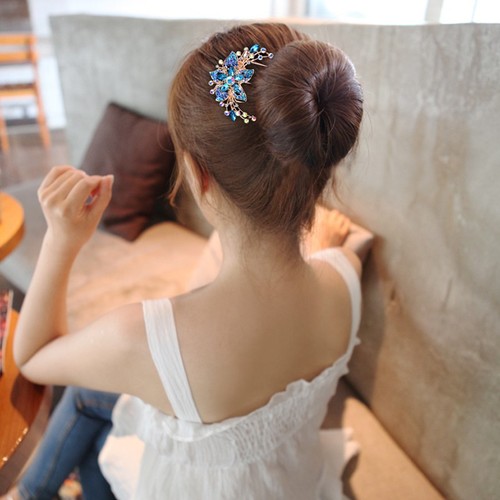 Insert comb plate hairpin clip hairpin hairpin hair accessories head flower hair comb crystal headdress alloy jewelry adult women's hair fork