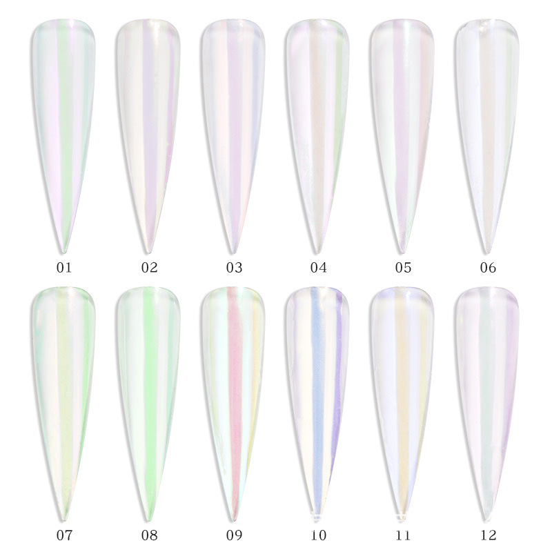 Internet celebridad nuevo arte de uñas Aurora Rosa hielo transparente desnudo espejo camaleón mágico espejo Rosa Hada Rosa uñas brillo