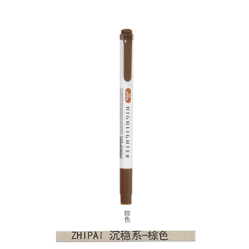 Zhipai 618 estudiante de doble cabeza resaltador gris suave luz oscuro retro color diario MARCA marcador clave
