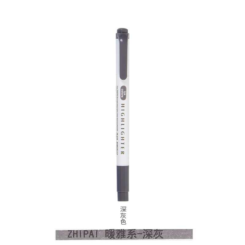 Zhipai 618 estudiante de doble cabeza resaltador gris suave luz oscuro retro color diario MARCA marcador clave