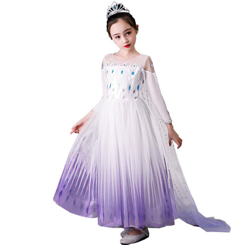Elsa Princess Dress, Inspired by Frozen 2, Elsa Dress, White Long-Sleeve Dress for Princess