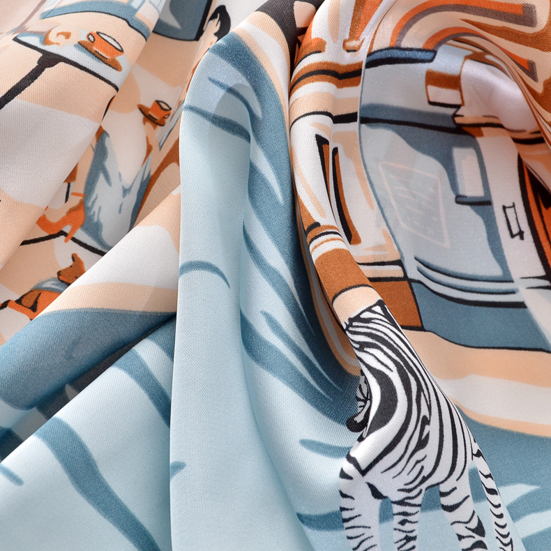 2020 nuevo estilo europeo y americano pequeña bufanda cuadrada 70 seda artificial ciudad cebra pequeña bufanda estilo occidental banda decorativa para el cabello