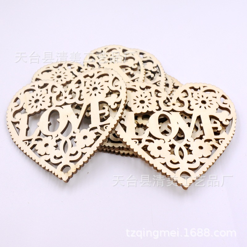 Boda troncos de madera amor amor colgante colgante Día de San Valentín decoración de madera accesorios de dibujos animados 10 piezas en un paquete