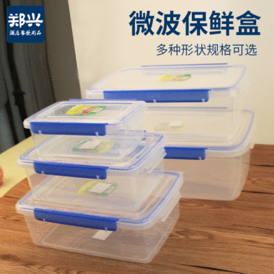 厂家直供带扣保鲜盒密封塑料盒食品包装盒子冰箱冷冻可微波收纳盒|ru