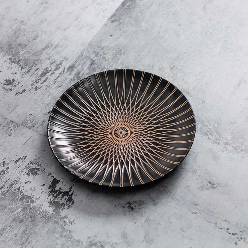 Patrón geométrico gris Plato de cerámica Plato de carne Plato de pasta