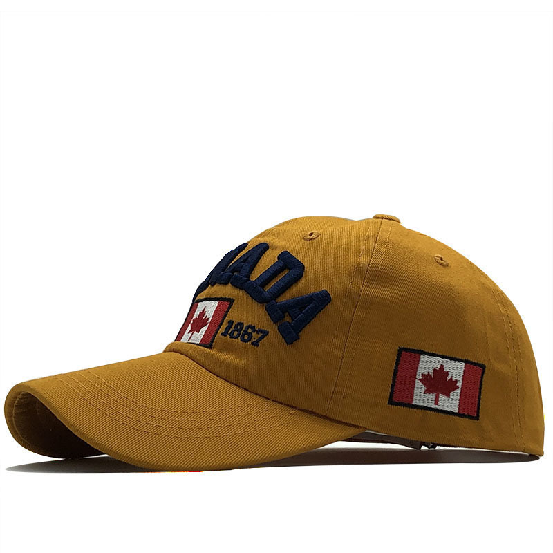 Adult Maple Leaf Washed Baseball Cap Pure Cotton Embroidered 'CANADA' Letter Unisex Adjustable Baseball Hat For All Seasons_voghion.com