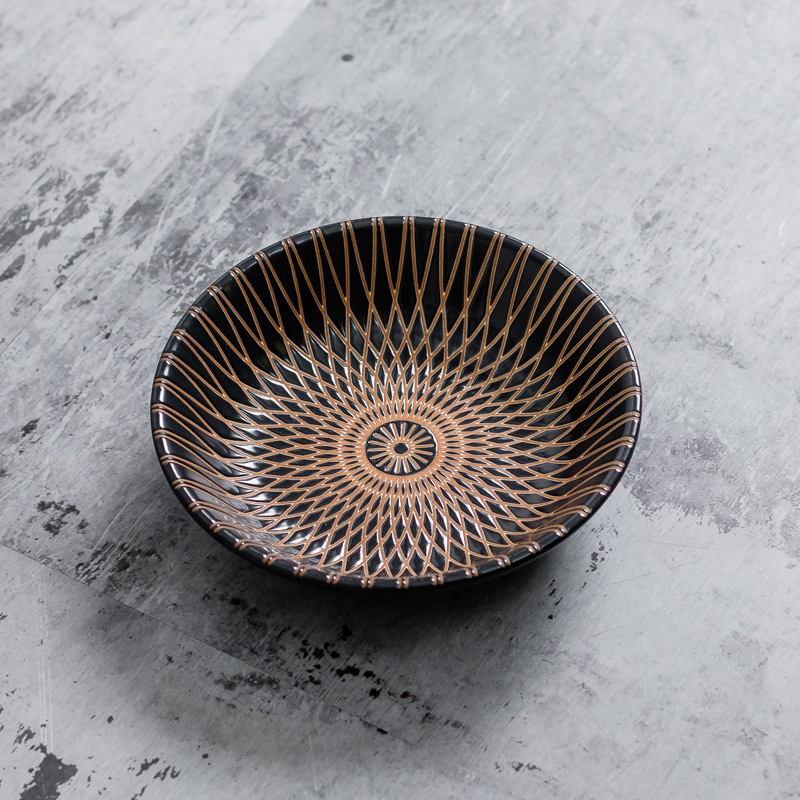 Patrón geométrico gris Plato de cerámica Plato de carne Plato de pasta