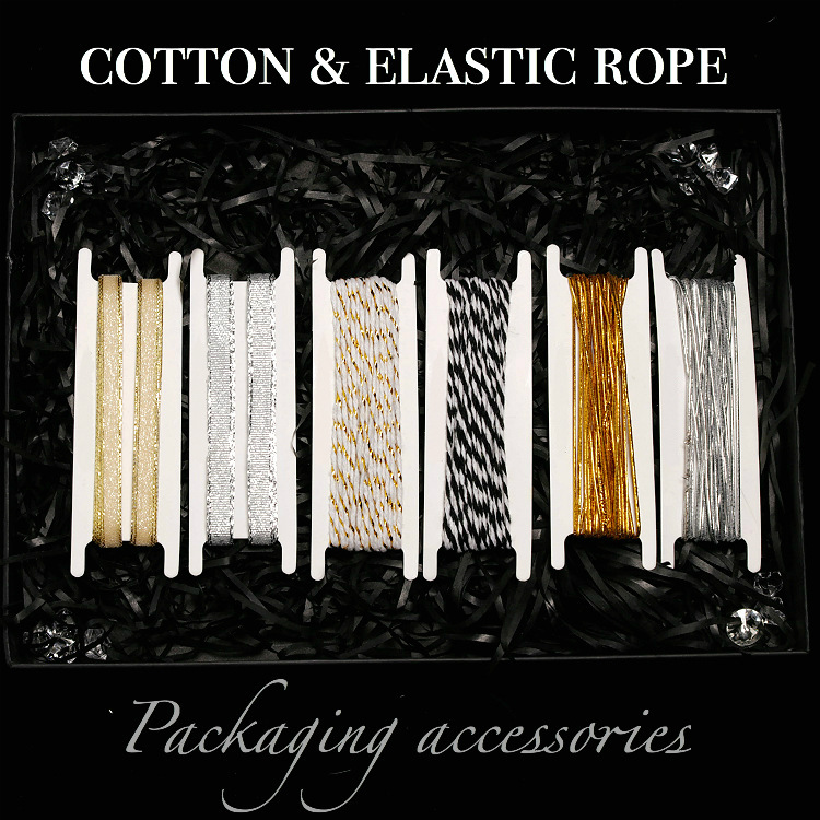 Red and white gold silk cotton line elastic rope satin gift…